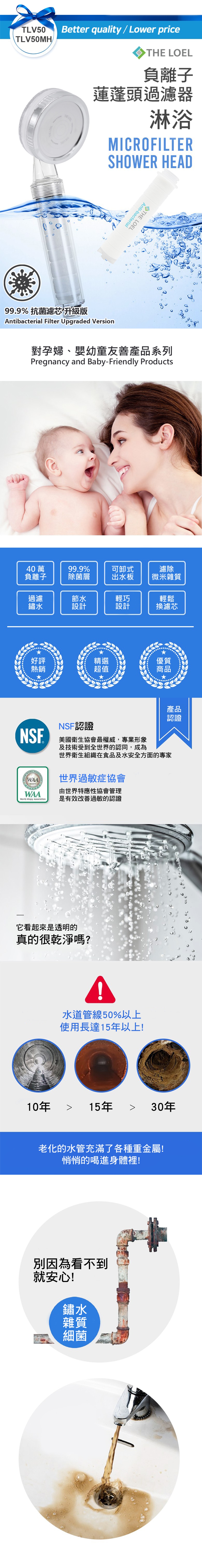 The LOEL TLV-50 (Multi-hole +1 anti-filter) Korea Shower Head (Regular - pressurized)